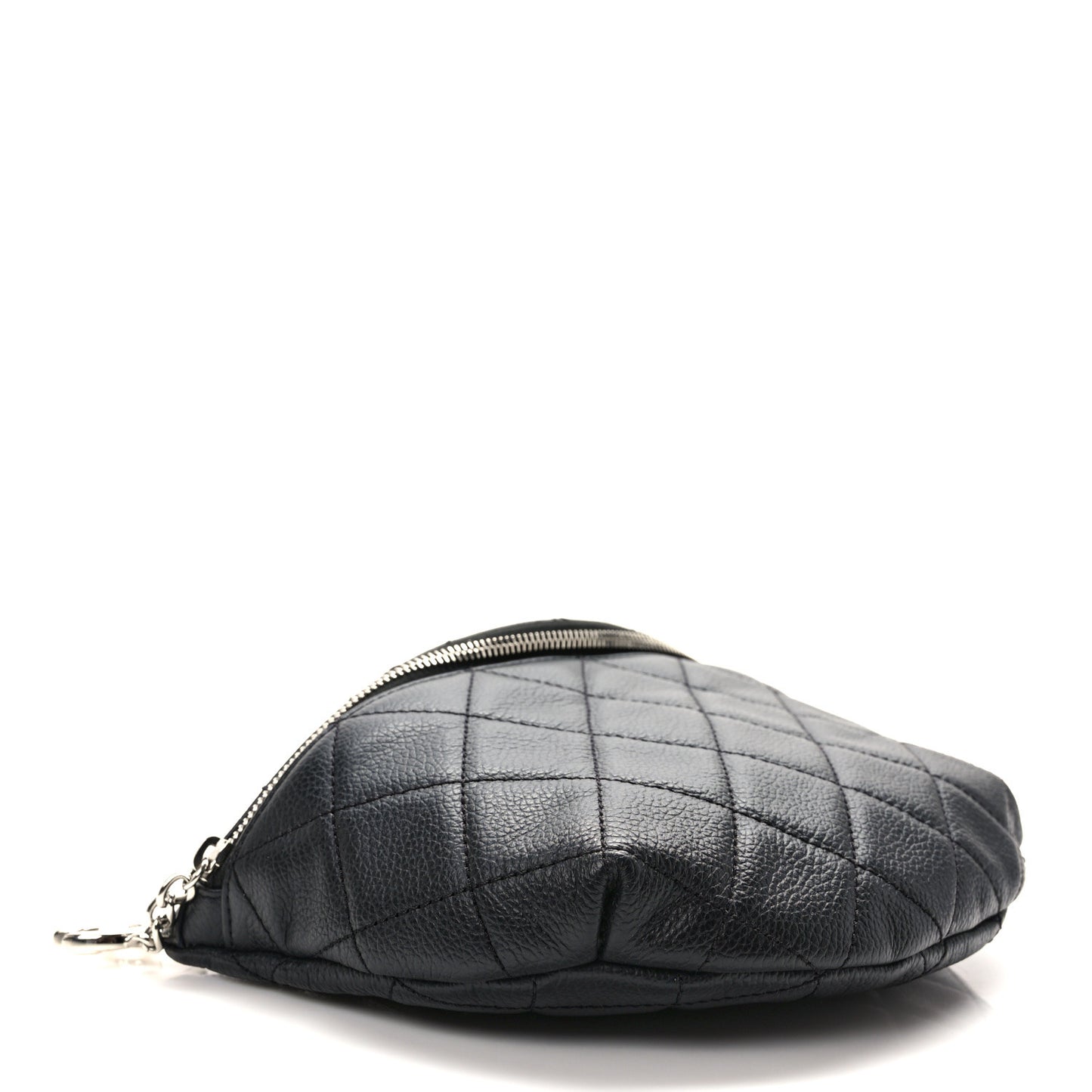 Grained Calfskin Quilted Waist Belt Bag Black