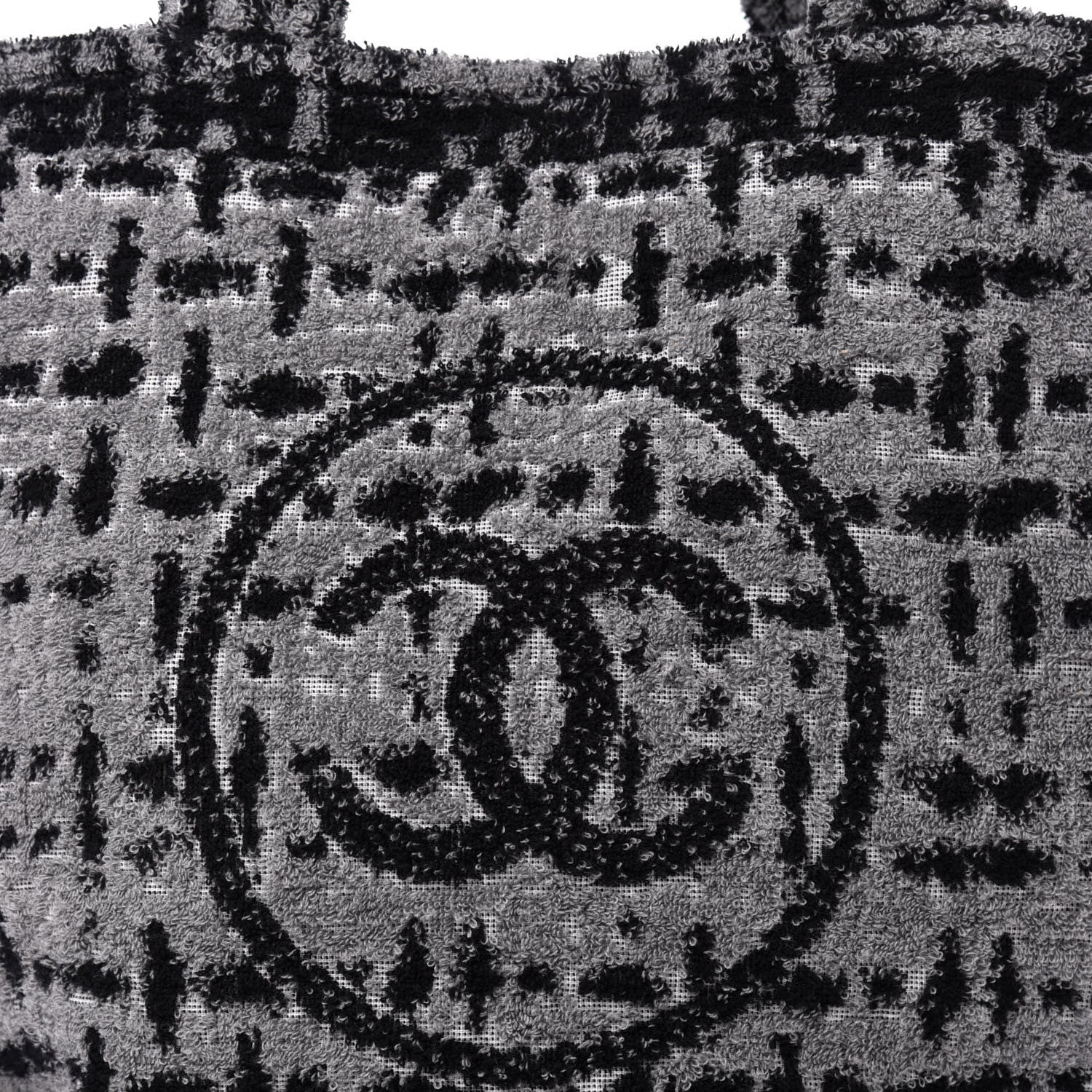 Chanel Terry Cotton CC Tote Black Grey 14 of 14