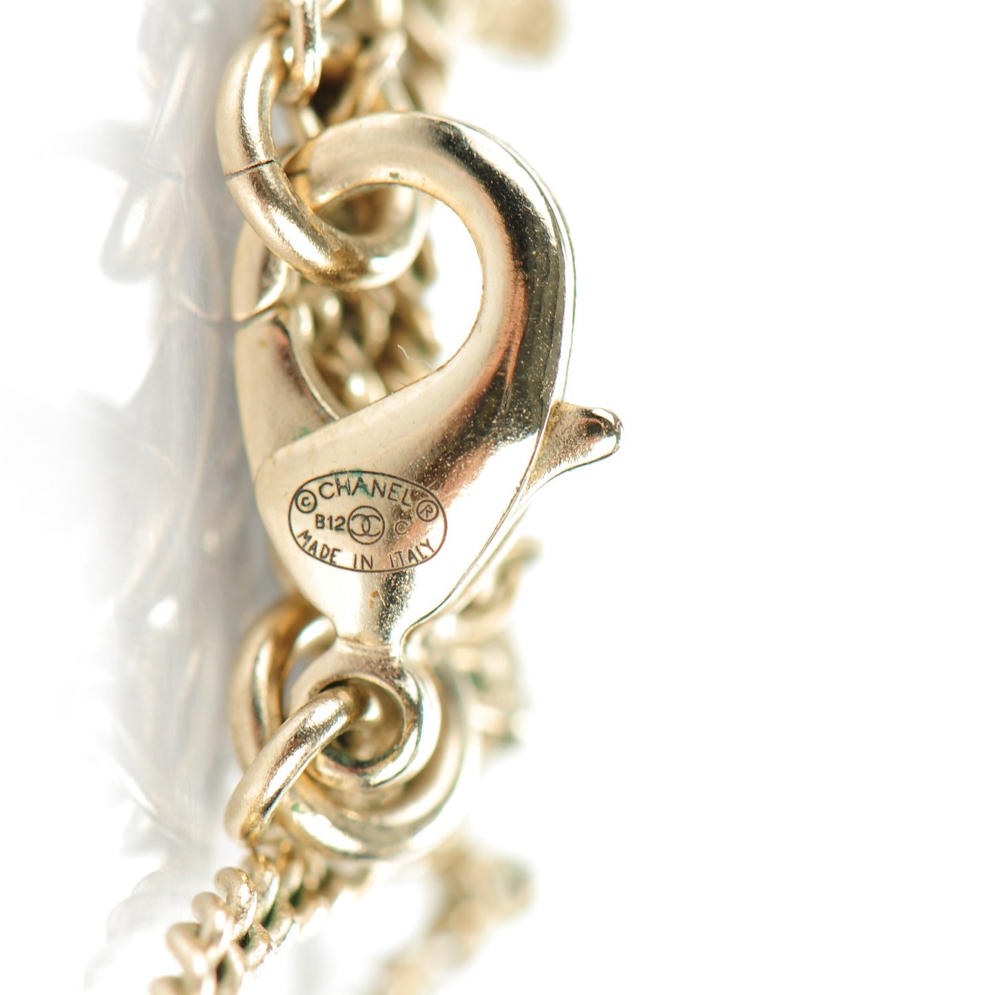 Enamel CC Drop Necklace Gold
