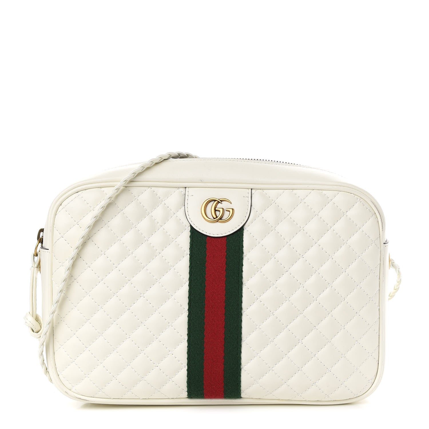 Gucci Calfskin Web Trapuntata Small Shoulder Bag Off White 1 of 11