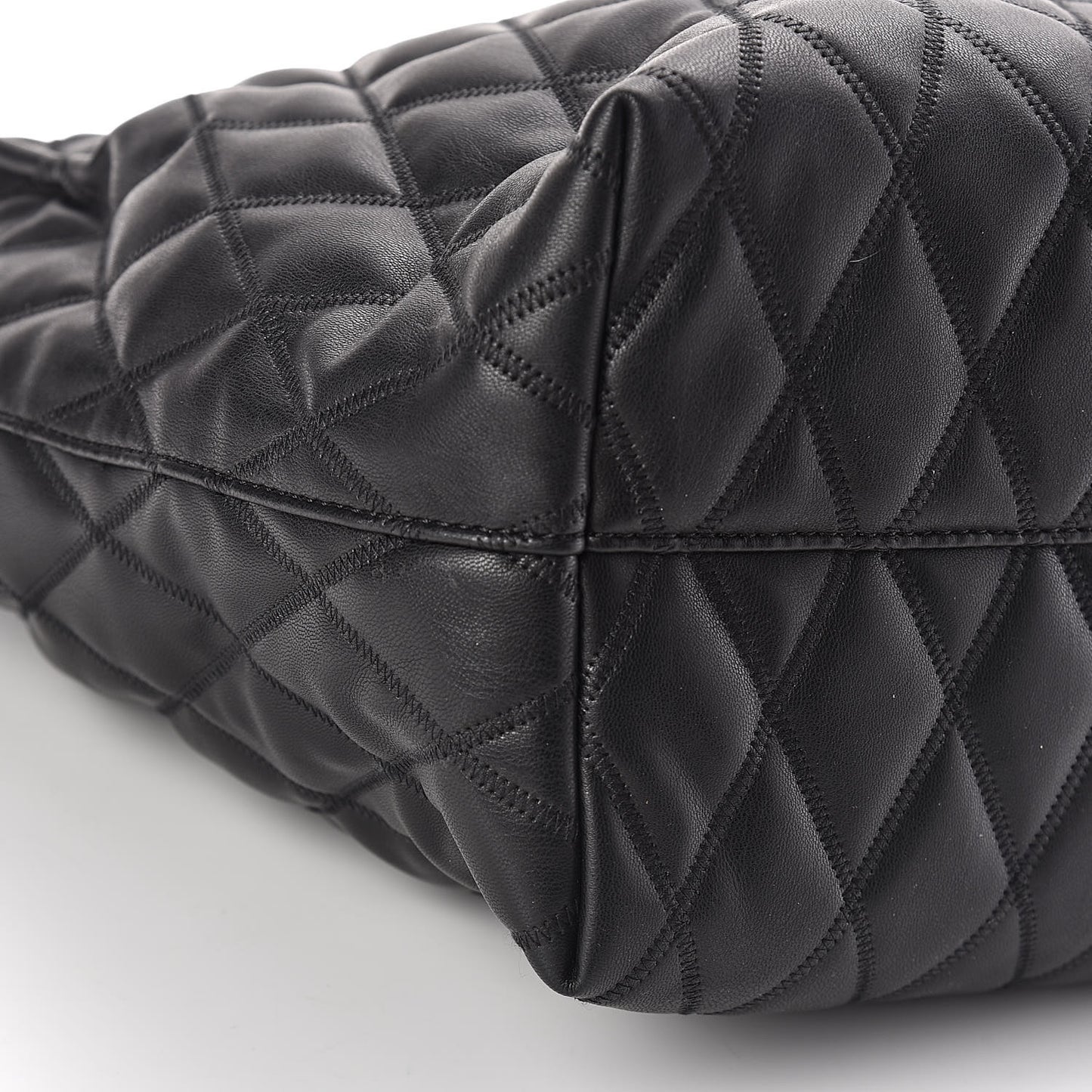 Rubber Effect Canvas Quilted Duo Shopper Tote Black