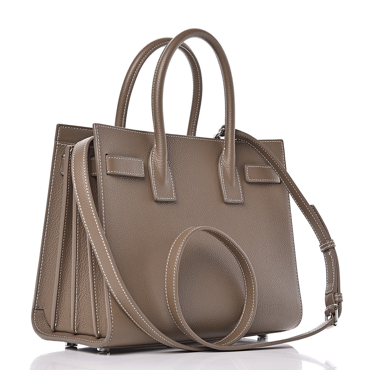 Saint Laurent Grained Calfskin Topstich Baby Sac De Jour Taupe 4 of 12