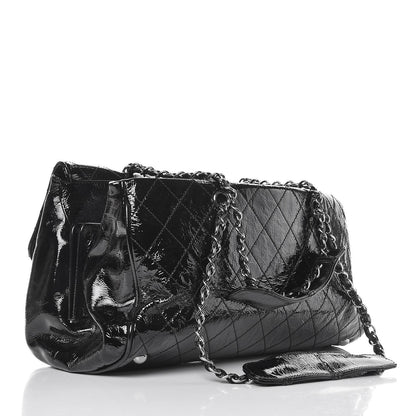 Chanel Distressed Patent Quilted Ritz Flap Bag Black 4 of 15