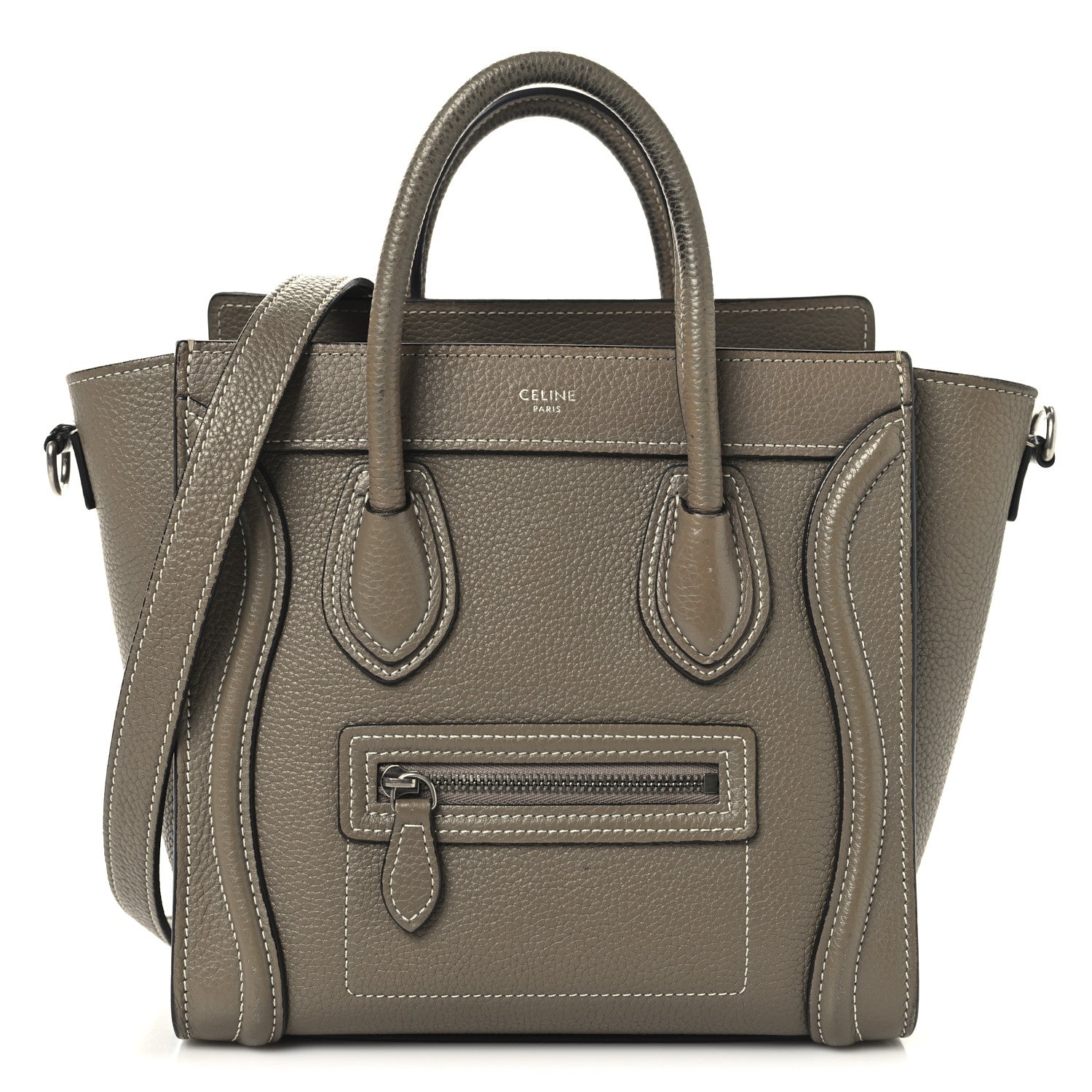 Celine Drummed Calfskin Nano Luggage Souris 1 of 12