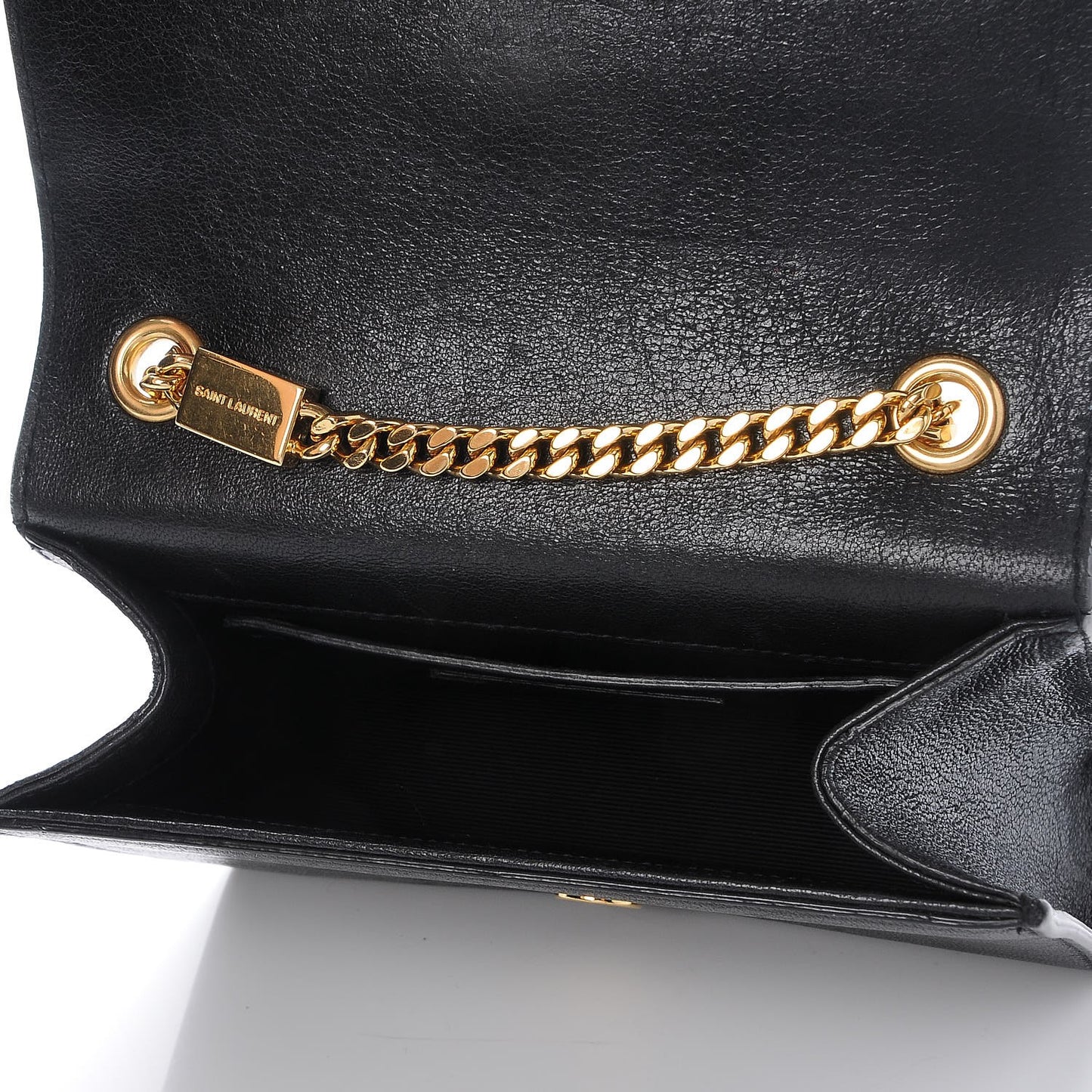 Calfskin Crystal Studded Small Classic Monogram Kate Tassel Satchel Black