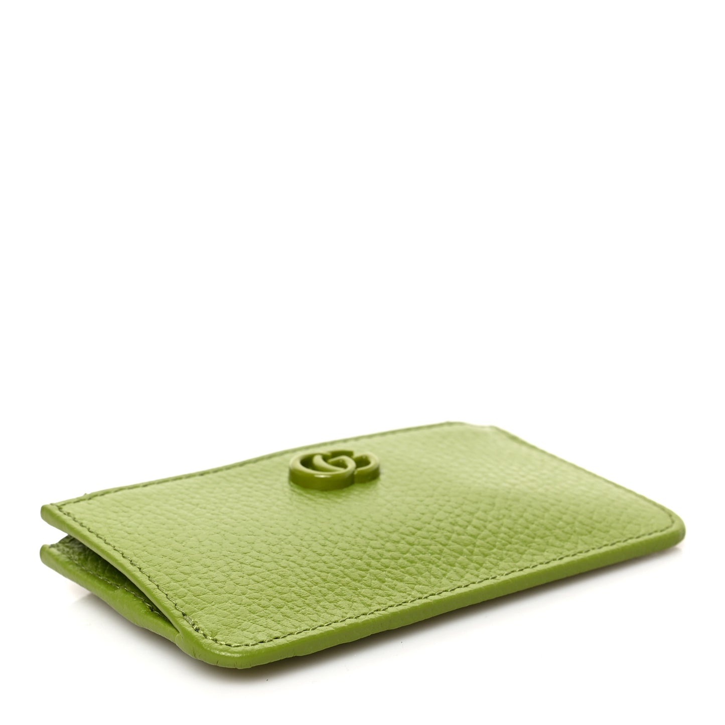 Dollar Calfskin Enamel Monochrome GG Marmont Key Case Card Holder Lemon Leaf