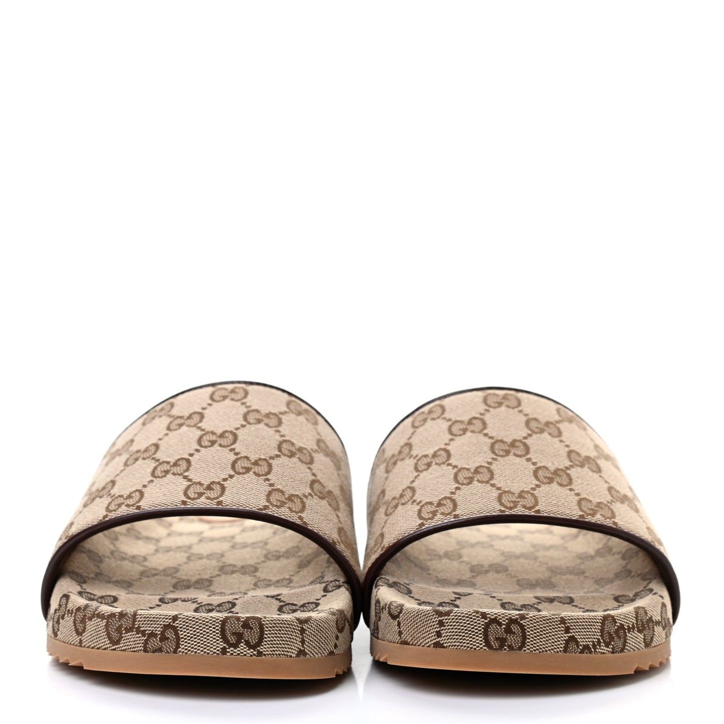 Canvas GG Monogram Mens Slide Sandals 10 Beige