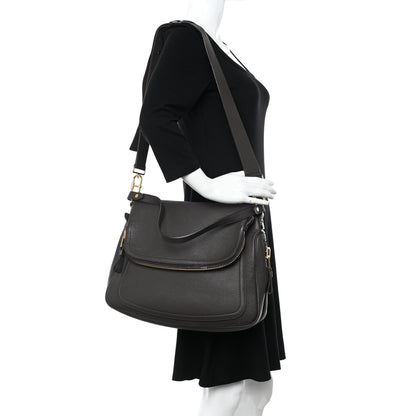 Tom Ford Pebbled Calfskin Large Jennifer Dark Brown 2 of 12