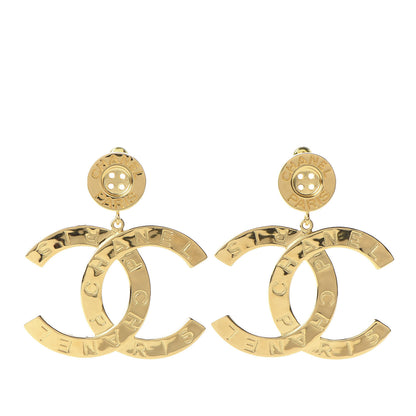 Chanel Metal Large Paris Button Earrings Gold 1 of 5