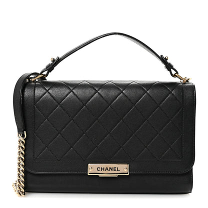 Chanel Grained Calfskin Quilted Large Label Click Flap Bag Black 1 of 10
