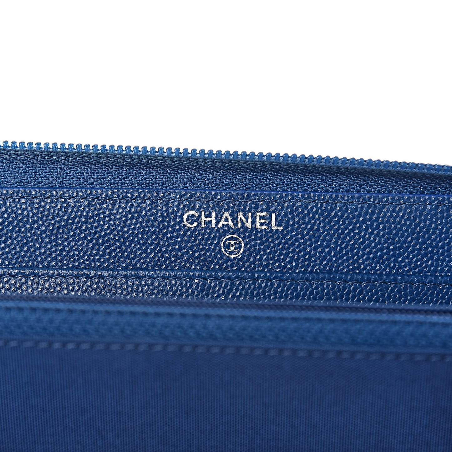 Caviar Quilted Large Boy Zip Around Wallet Blue