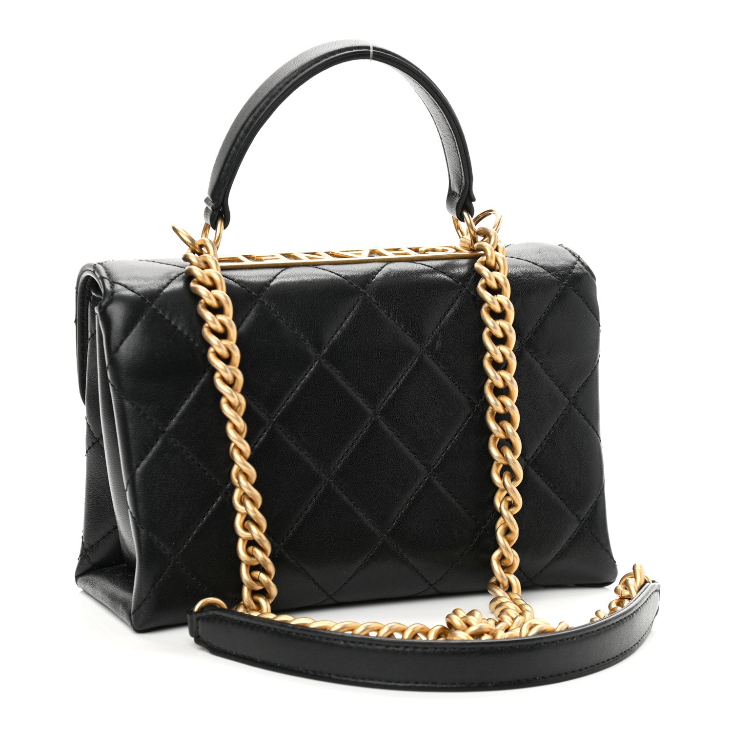 Chanel Lambskin Quilted Small Trendy Spirit Top Handle Bag Black 3 of 11
