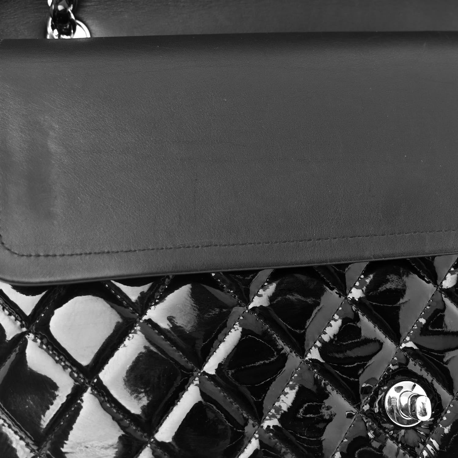 Chanel Patent Quilted Maxi Double Flap Black 10 of 10