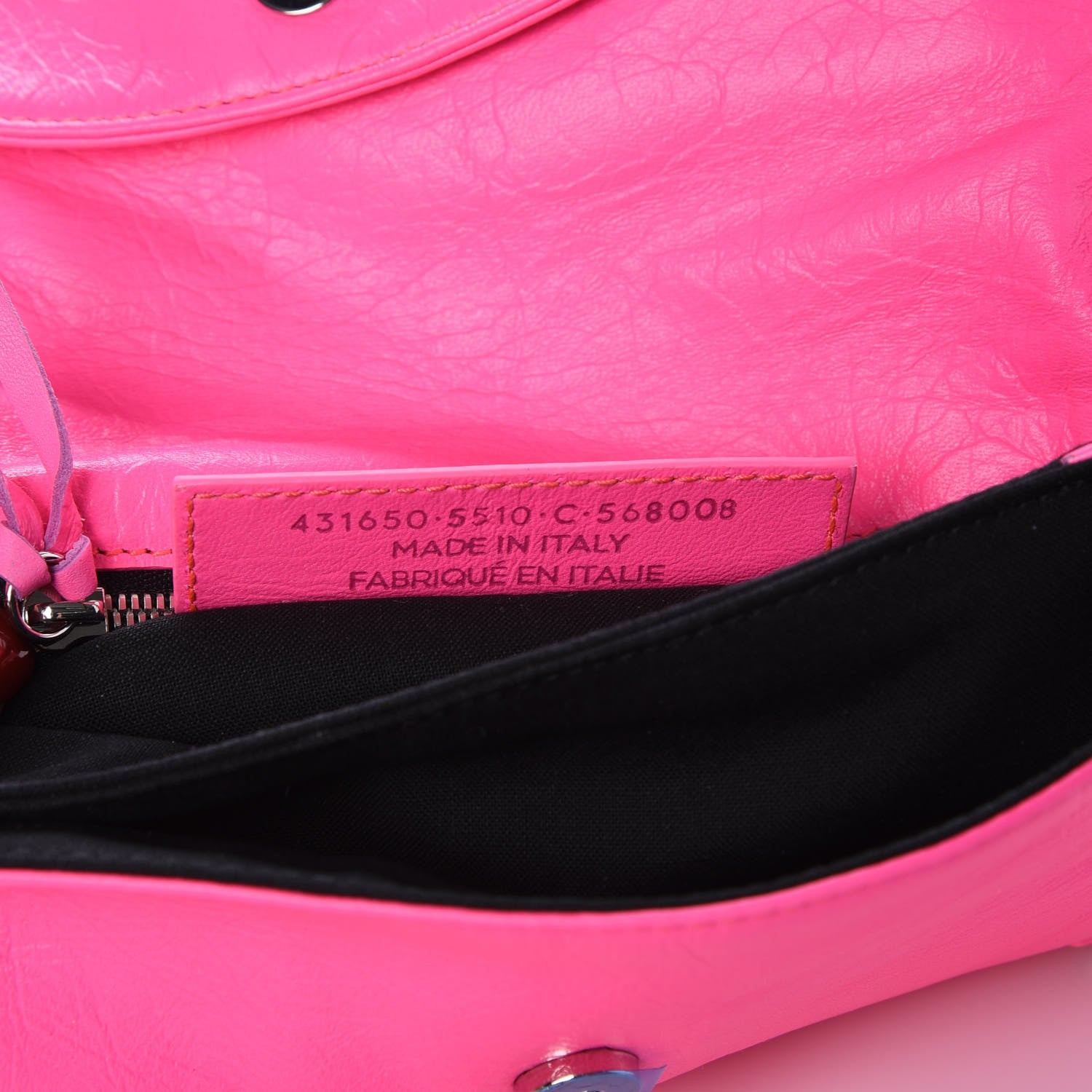 Balenciaga Agneau Classic Silver Hardware Mini Envelope Strap Clutch Rose Fluo 6 of 8