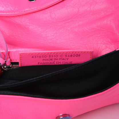 Balenciaga Agneau Classic Silver Hardware Mini Envelope Strap Clutch Rose Fluo 6 of 8