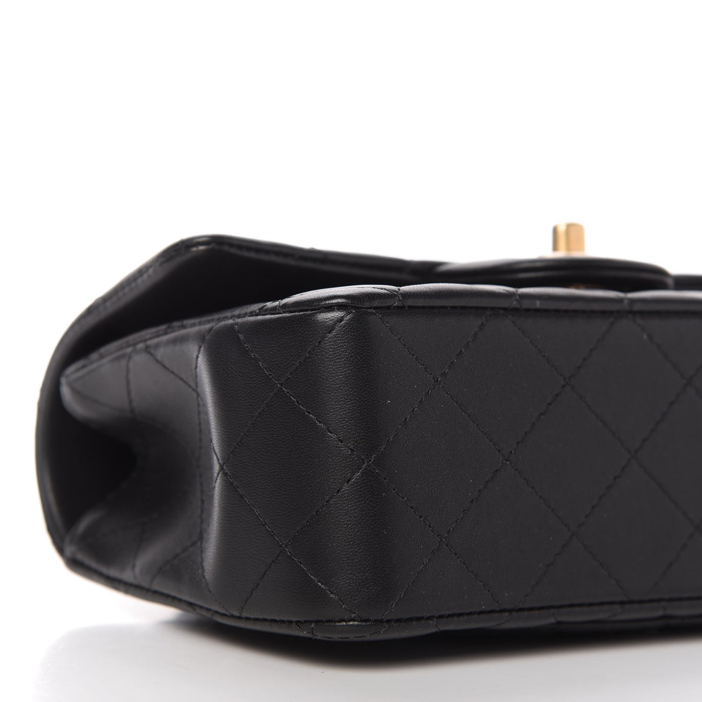 Lambskin Quilted Mini Top Handle Rectangular Flap Black