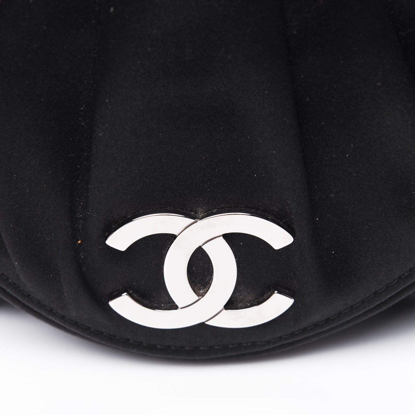 Satin Quilted Flap Clutch Black
