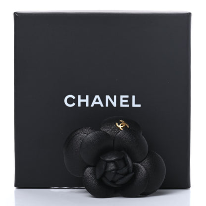 Chanel Lambskin Camellia Brooch Black 4 of 4