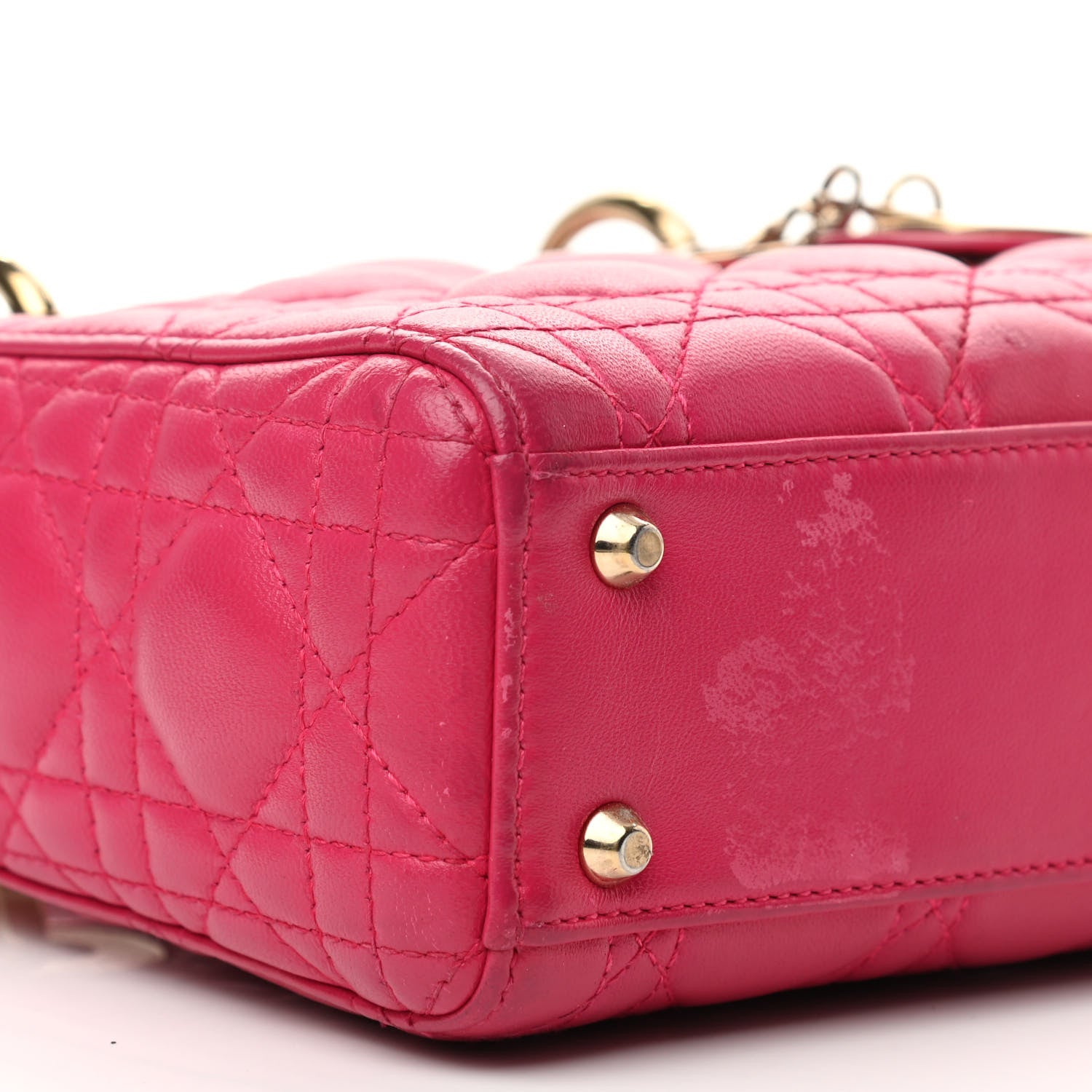 Christian Dior Lambskin Cannage Mini Lady Dior Fuchsia 8 of 15