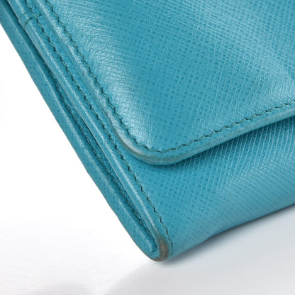 Prada Saffiano Metal Continental Flap Wallet Pavone 10 of 11