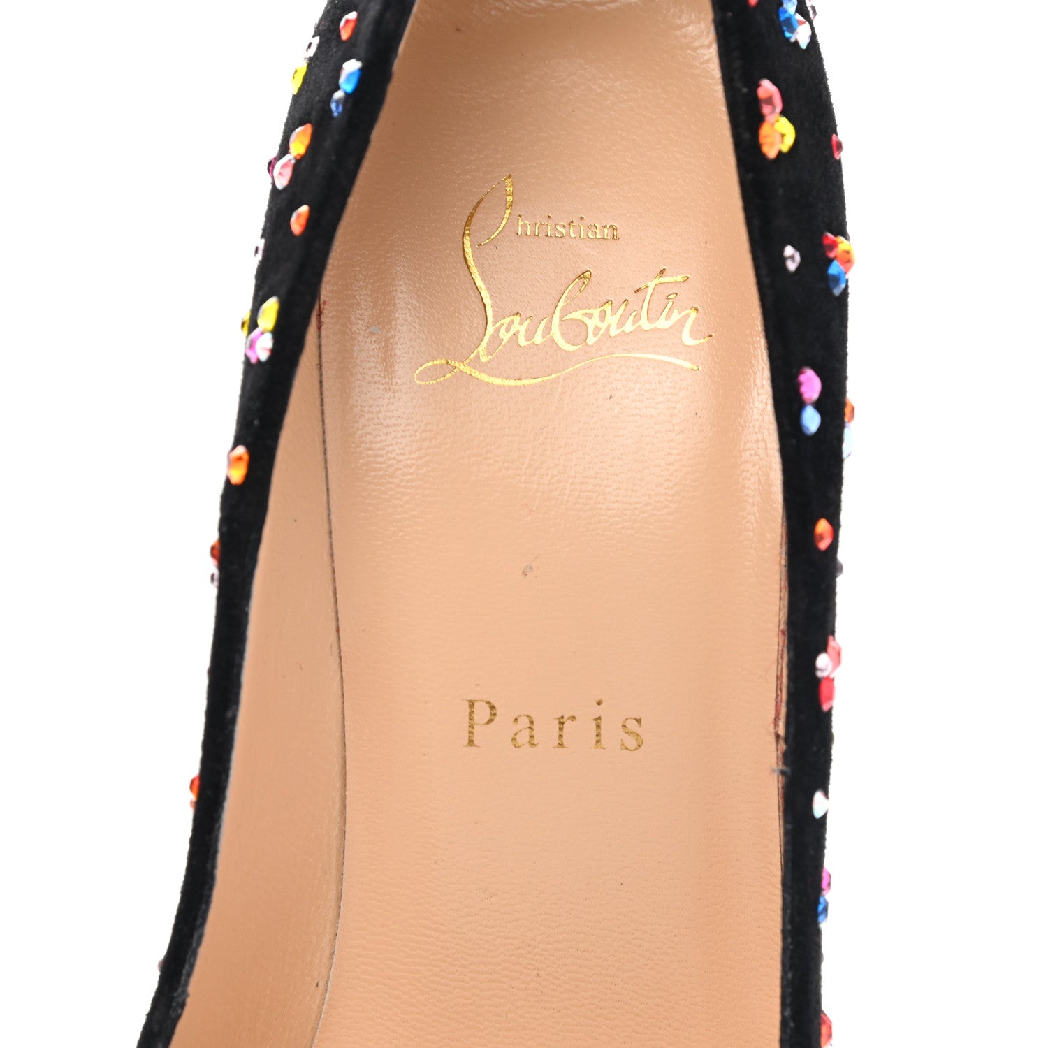 Christian Louboutin Veau Velour Dorissima Clair de Lune 120 Pumps 35.5 Black Multi 7 of 10