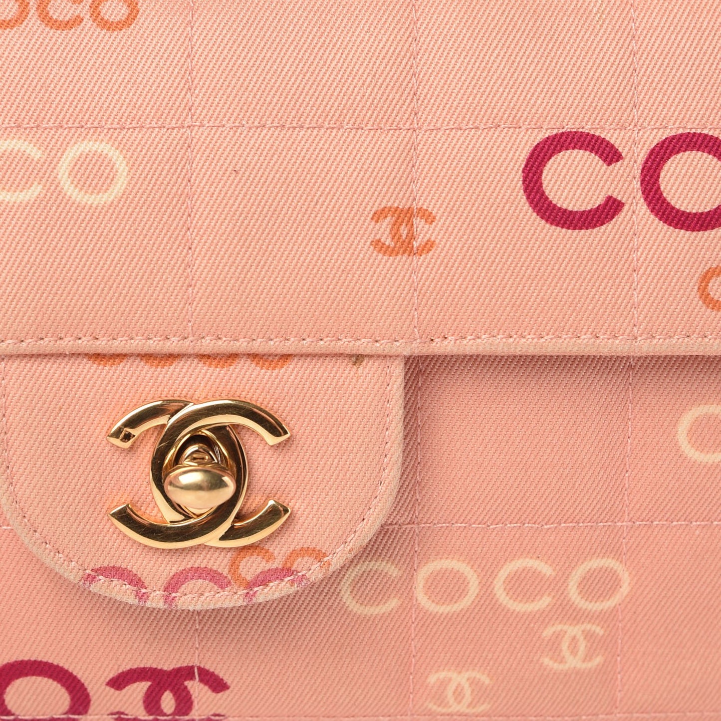 Canvas Chocolate Bar Quilted Coco East West Flap Pink