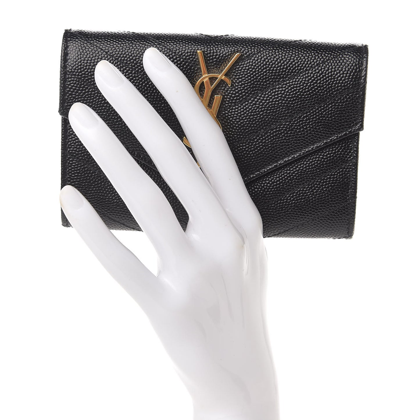 Grain De Poudre Matelasse Chevron Small Monogram Envelope Wallet Black