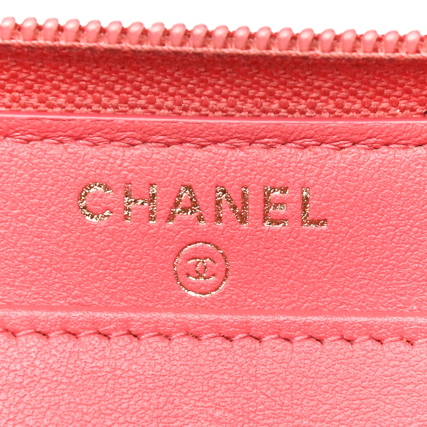 Caviar Quilted Large Boy Zip Around Wallet Coral