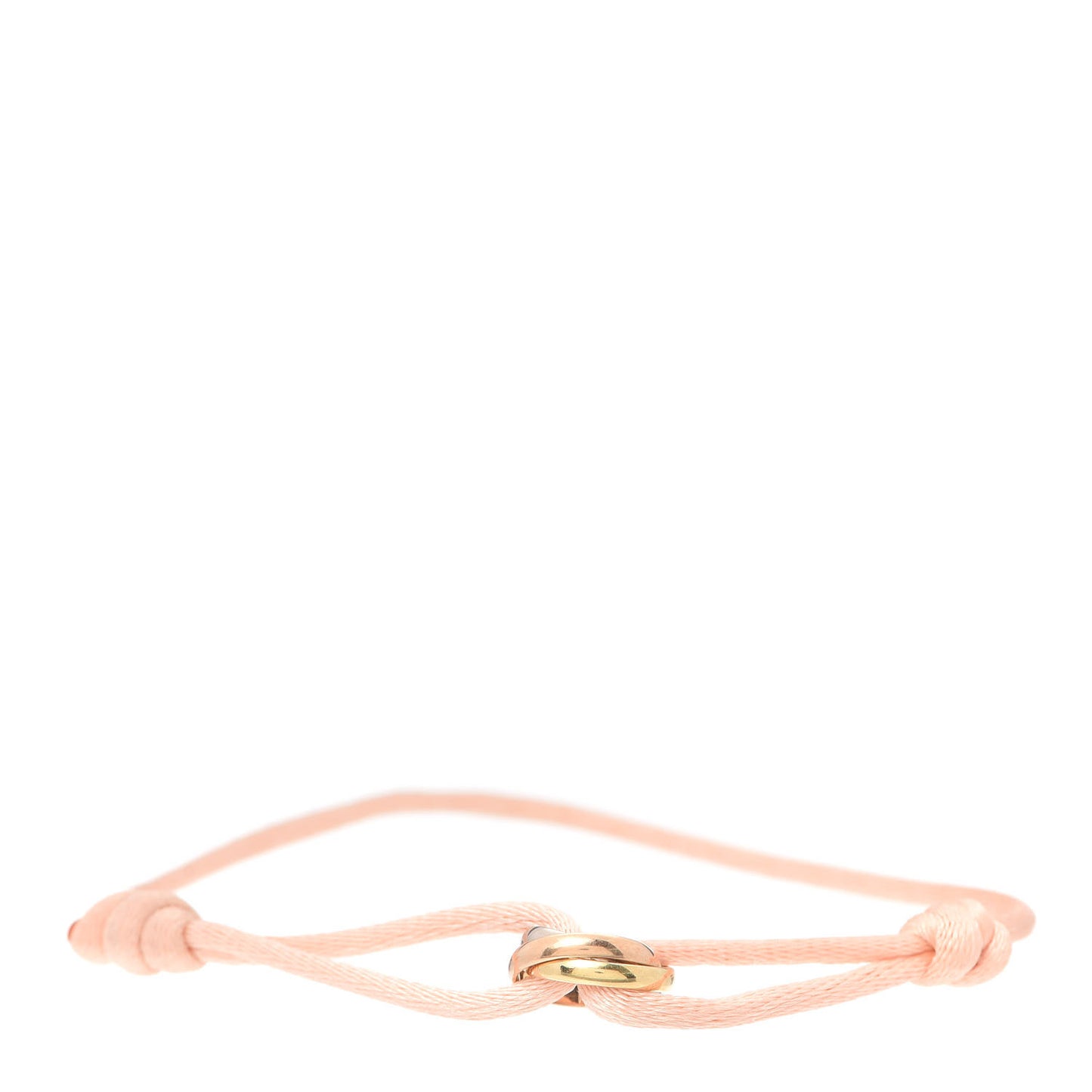 18K Pink Yellow White Gold Trinity Adjustable Cord Bracelet Pink