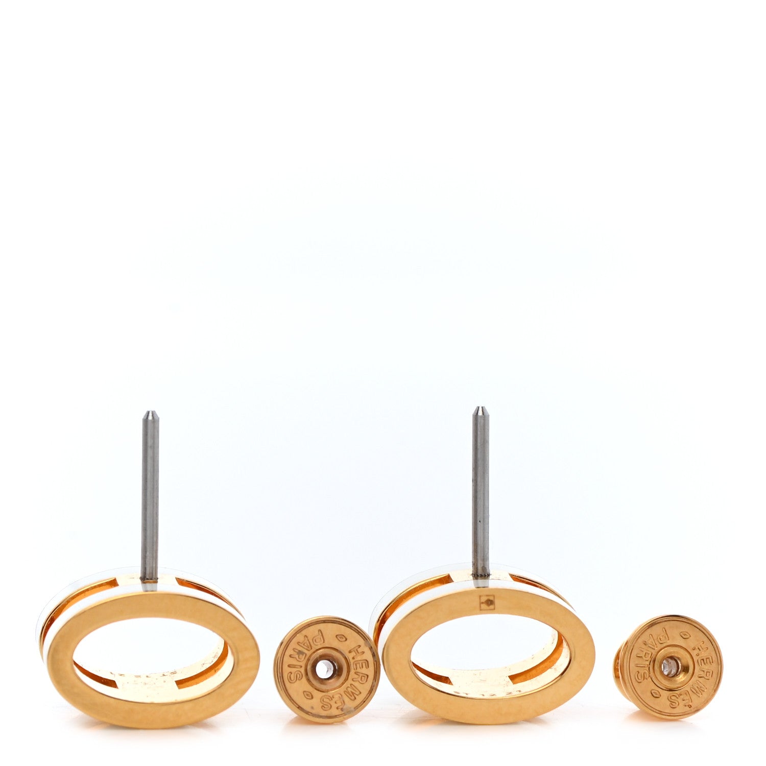 Hermes Gold Lacquered Pop H Earrings White 3 of 7