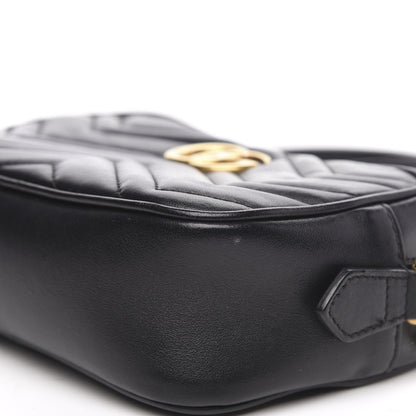 Gucci Calfskin Matelasse Mini GG Marmont Chain Shoulder Bag Black 10 of 11