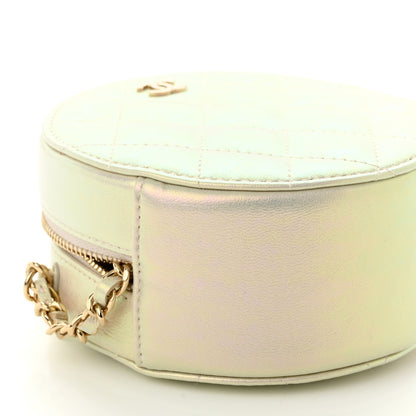 Chanel Iridescent Lambskin Quilted Round Clutch With Chain Ivory 8 of 10