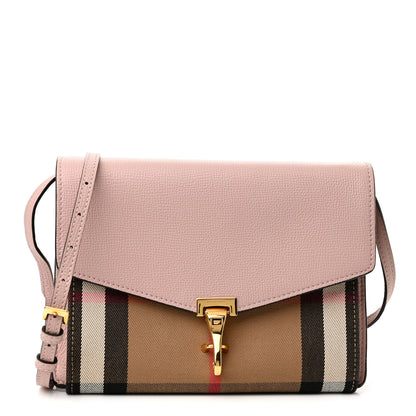 Burberry Derby Calfskin House Check Small Macken Crossbody Bag Pale Orchid 1 of 9