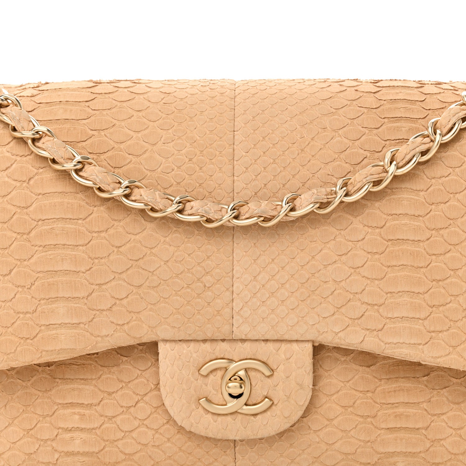 Chanel Snakeskin Jumbo Double Flap Beige 8 of 11