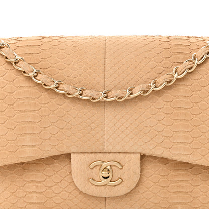 Chanel Snakeskin Jumbo Double Flap Beige 8 of 11
