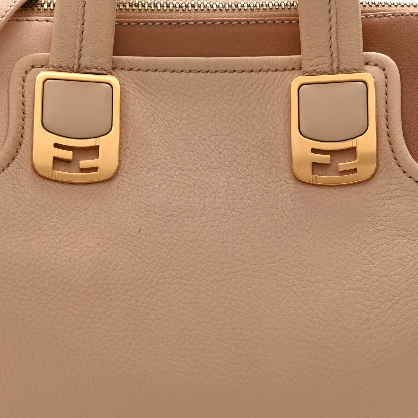 Capra Vitello Dolce Marmol Colorblock Small Chameleon Tote Cipria Makeup Camel
