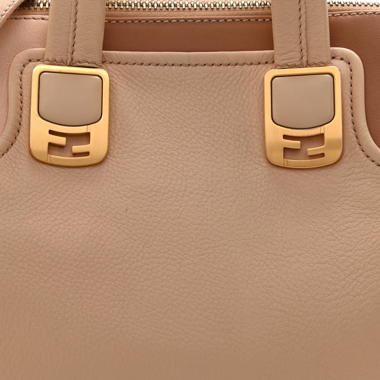 Fendi Capra Vitello Dolce Marmol Colorblock Small Chameleon Tote Cipria Makeup Camel 8 of 10