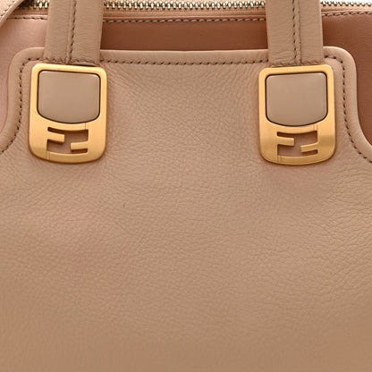 Fendi Capra Vitello Dolce Marmol Colorblock Small Chameleon Tote Cipria Makeup Camel 8 of 10