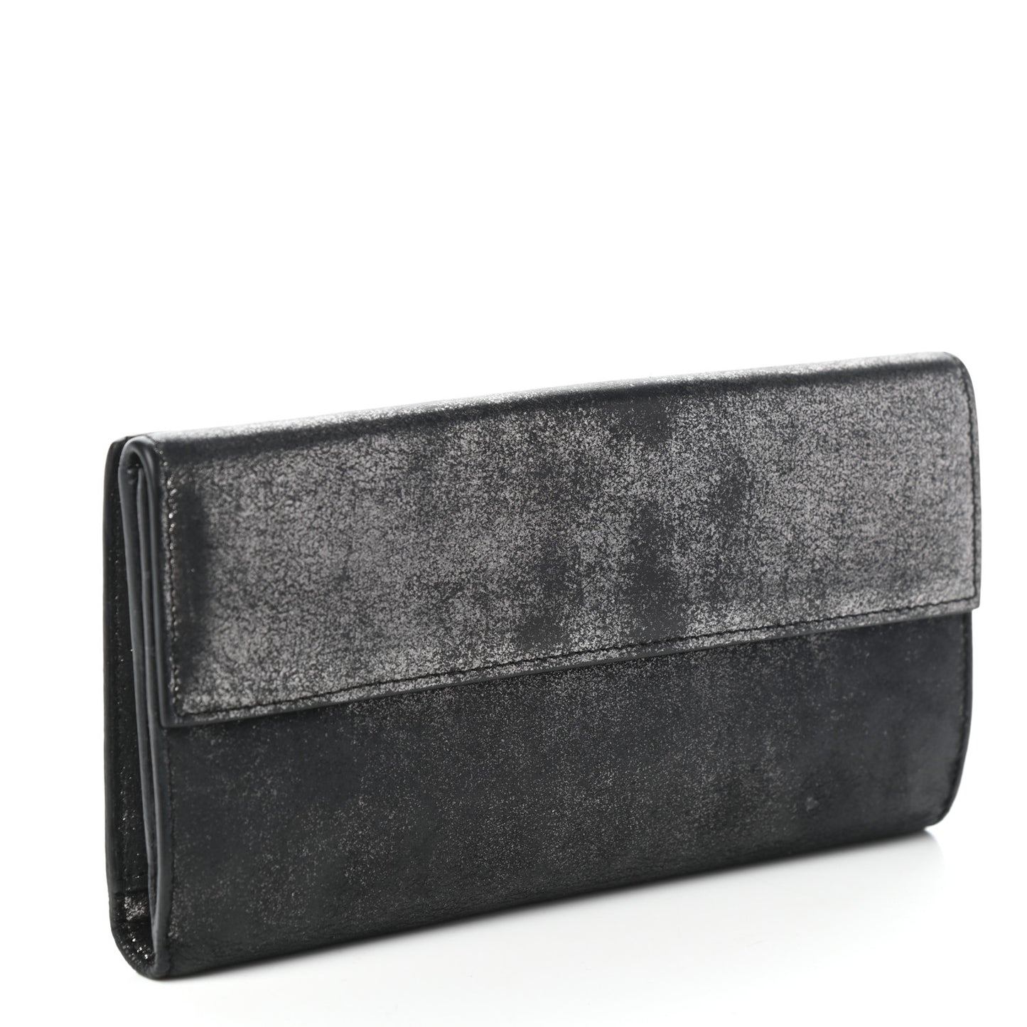 Metallic Calfskin Milkyway Platre Continental Wallet Black