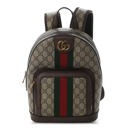 Gucci GG Supreme Monogram Calfskin Web Small Ophidia Day Backpack Beige Ebony New Acero 1 of 9