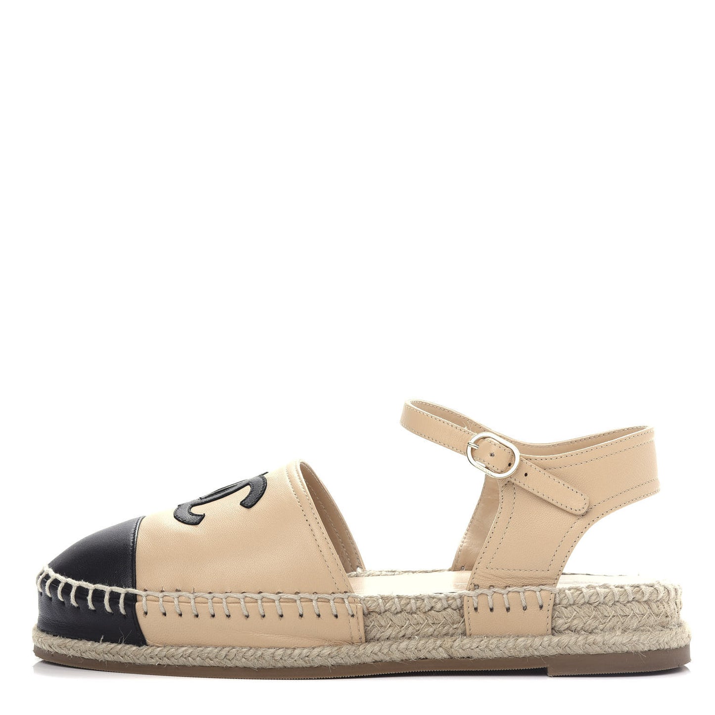 Lambskin CC Espadrilles 36 Beige Black
