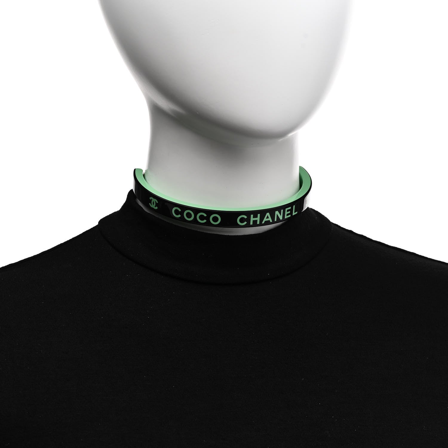 Chanel Resin Logo Choker Green Black 2 of 6