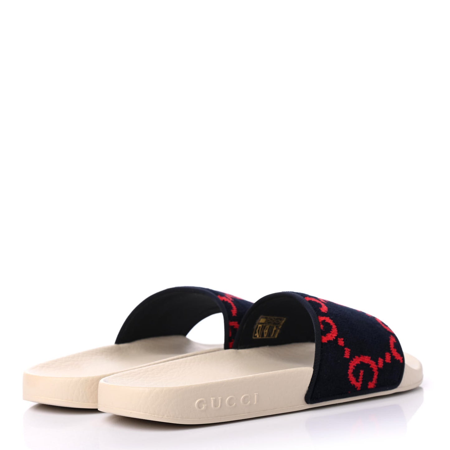 Velvet GG Monogram Slide Sandals 37 Blue Red
