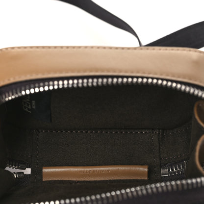 Fendi Glazed Fabric Vitello Cover FF 1974 Diagonal Bi-Color Mini Camera Case Tobacco Moro Sand Black 5 of 10