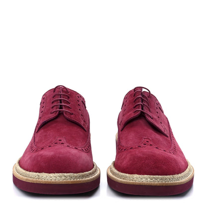 Louis Vuitton Suede Palm Beach Wing Tip Mens Derby Shoes 8.5 Red 2 of 10