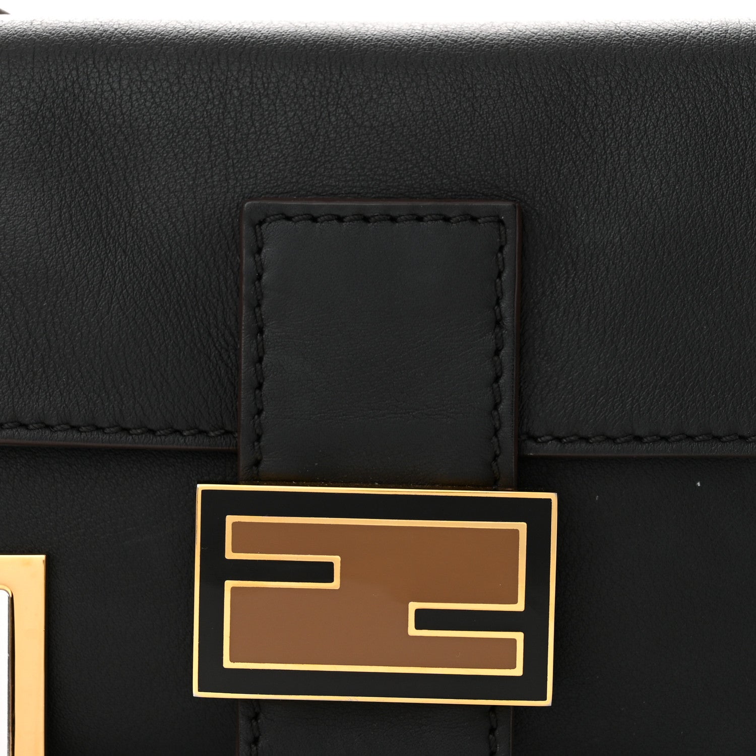 Fendi Vitello Flamingo Enamel Baguette Black 8 of 12