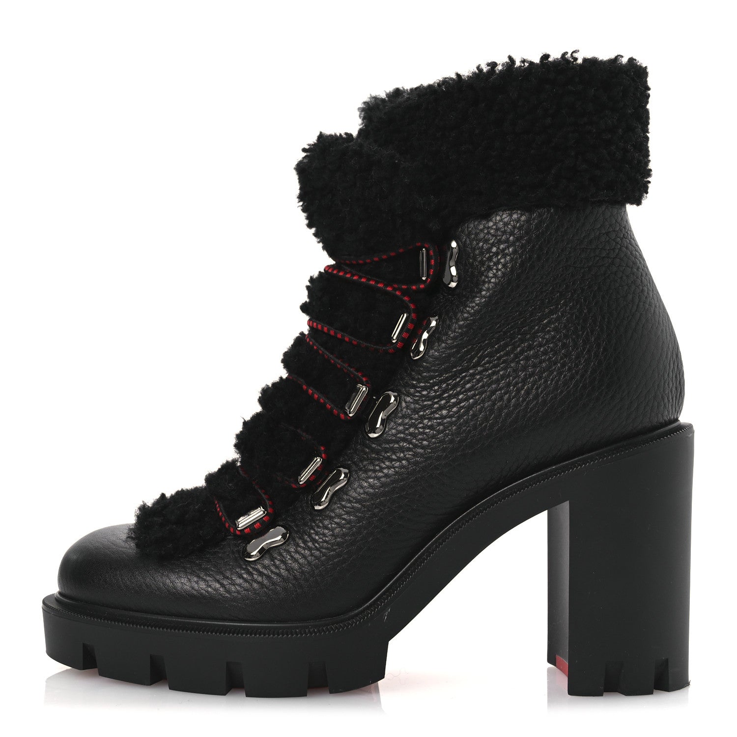 Christian Louboutin Grained Calfskin Shearling Edelvizir 70 Ankle Boots 36 Black 1 of 10