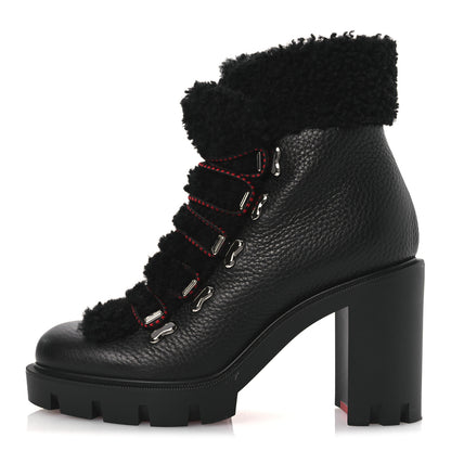 Christian Louboutin Grained Calfskin Shearling Edelvizir 70 Ankle Boots 36 Black 1 of 10