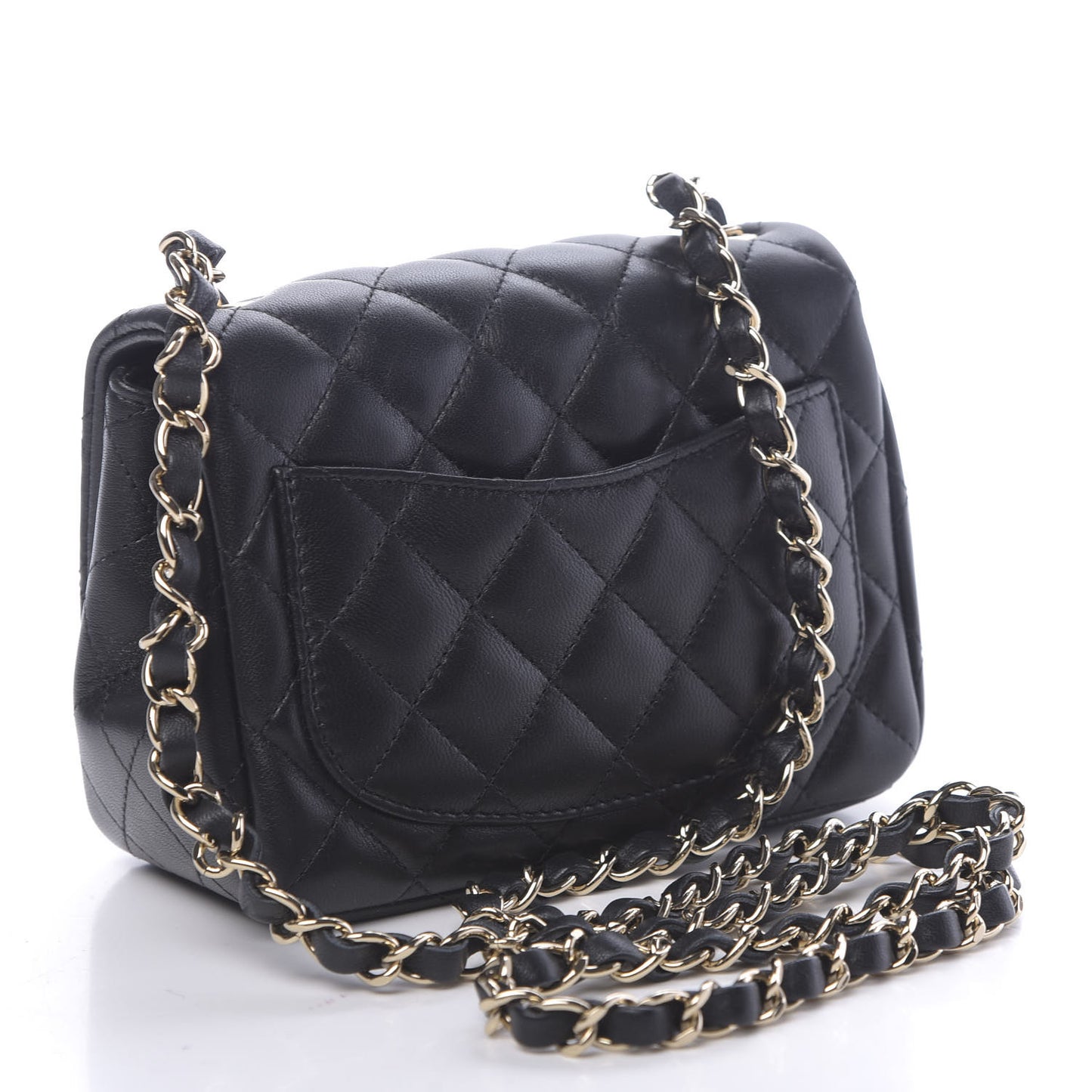 Lambskin Quilted Mini Square Flap Black