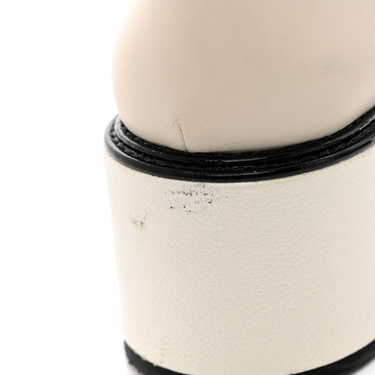 Chanel Pearly Calfskin Patent Calfskin Quilted Lace Up Boots 38.5 White Light Gray Black 12 of 18